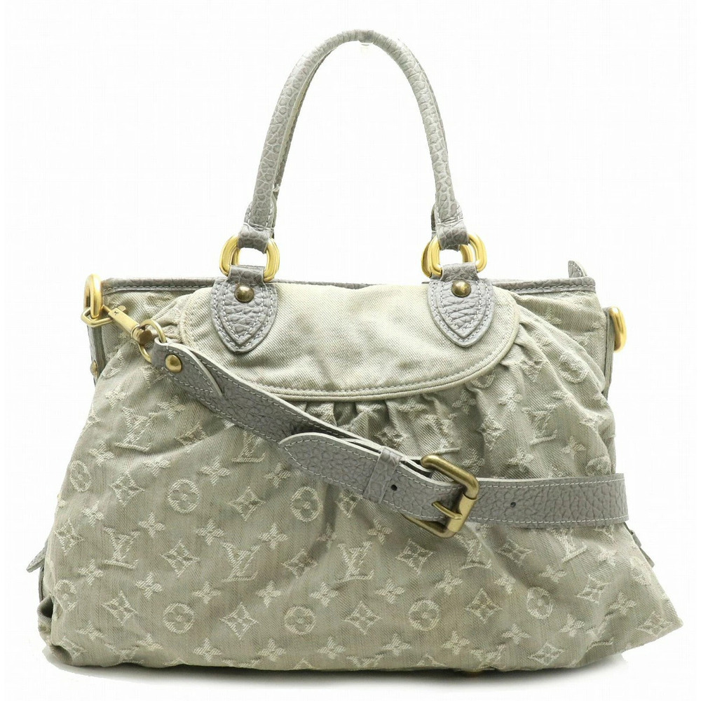Louis Vuitton Monogram Denim Neo Cabby Shoulder Bag Handbag Leather Gris Gray s